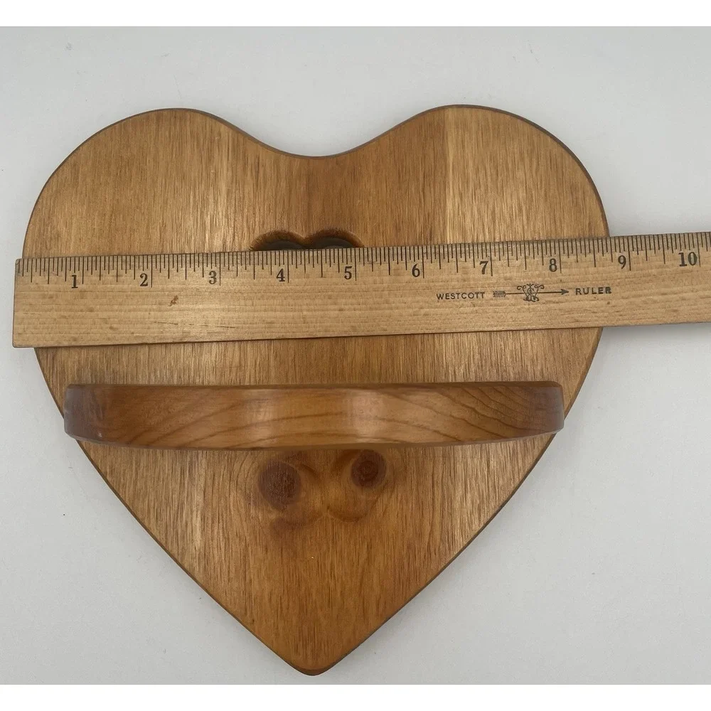 Vtg Wooden Handmade Heart Shelf Wall Rustic Country Cottage Decor 9